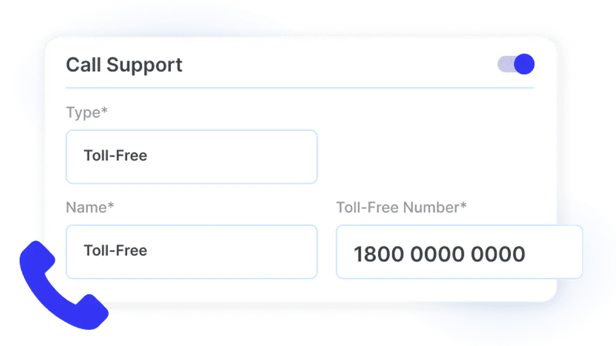 Added Support Contact Number in Customer Support Settings