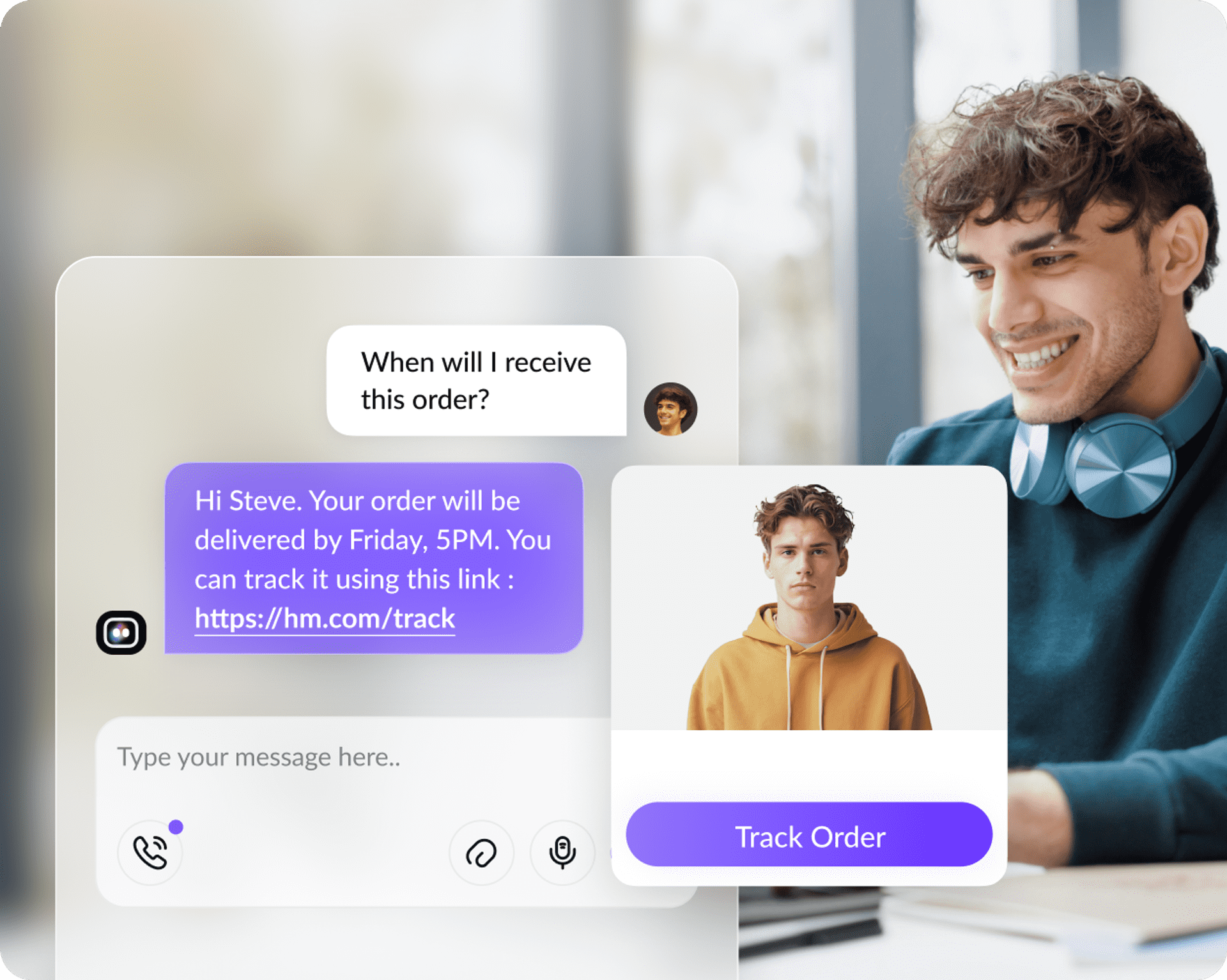 AI Support Agent chat interface