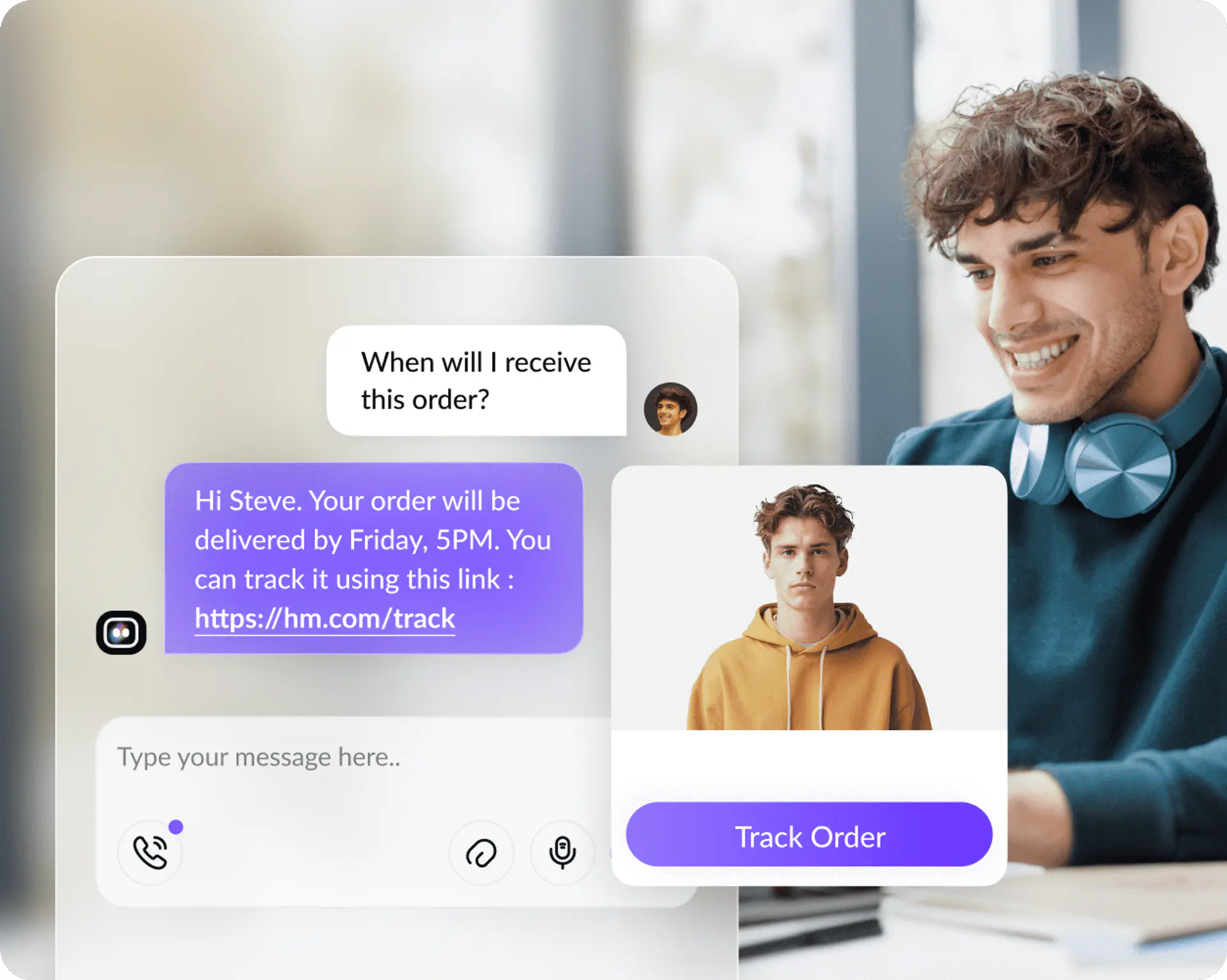 AI Support Agent chat interface