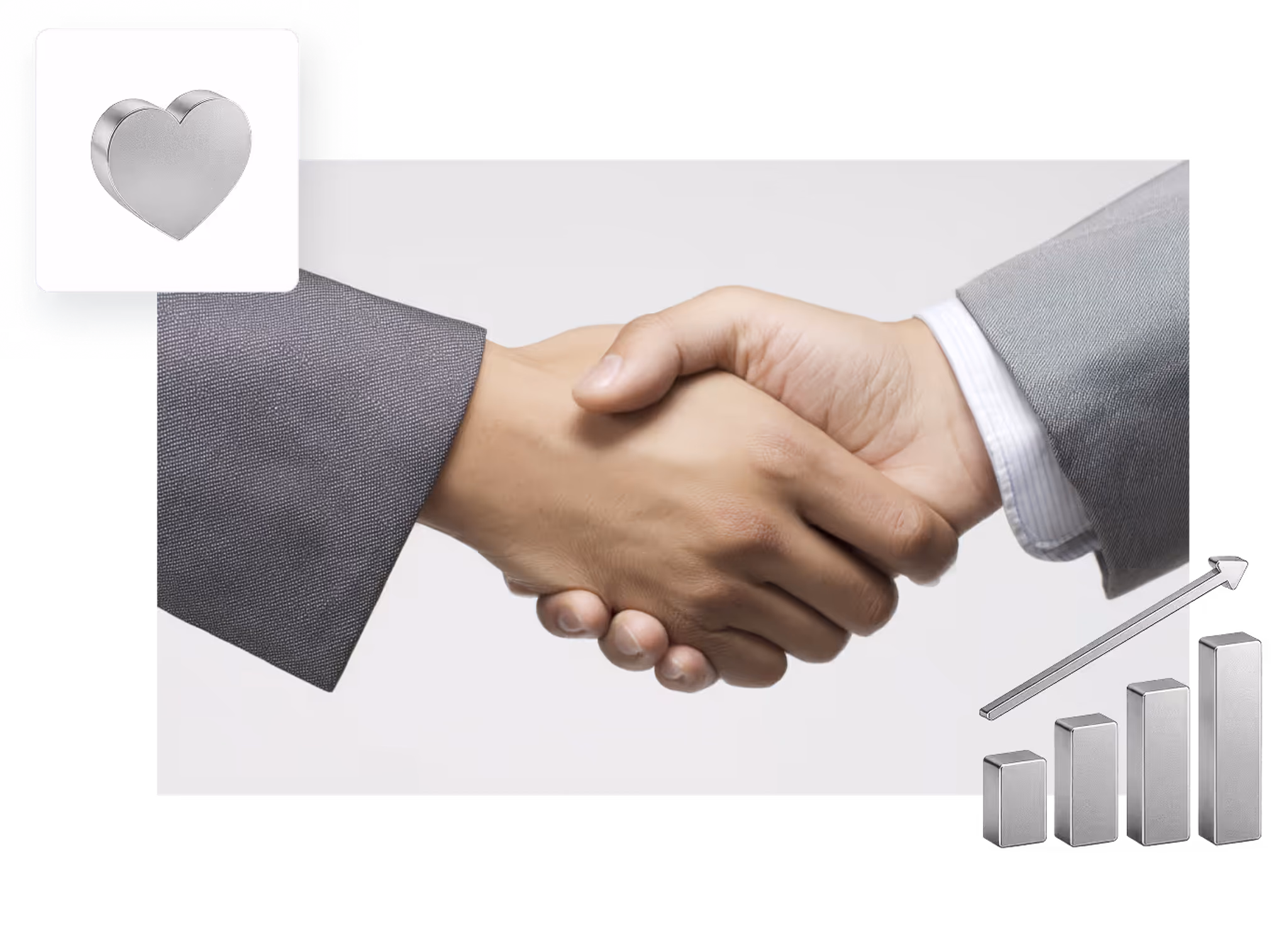 Handshake with silver growth chart