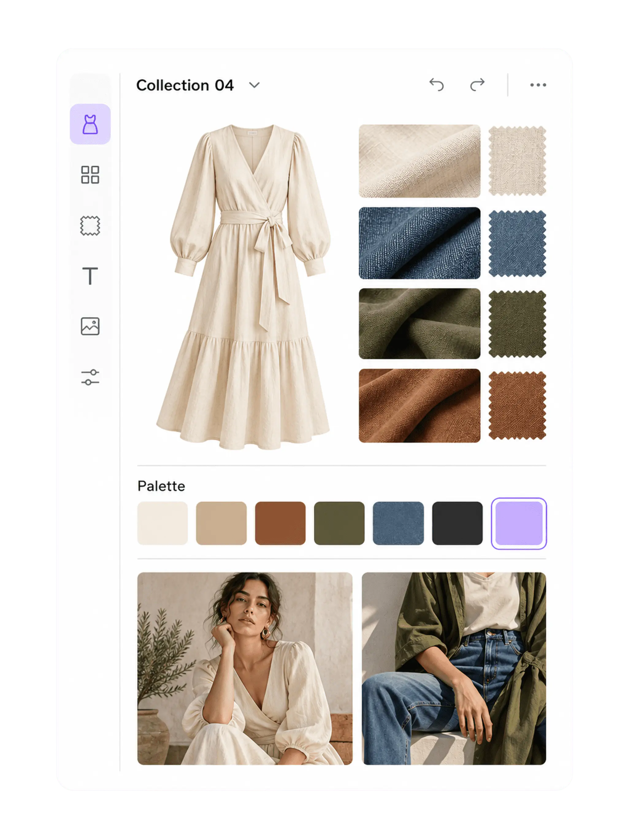 Curated fashion moodboard showing collection direction in Fynd Create
