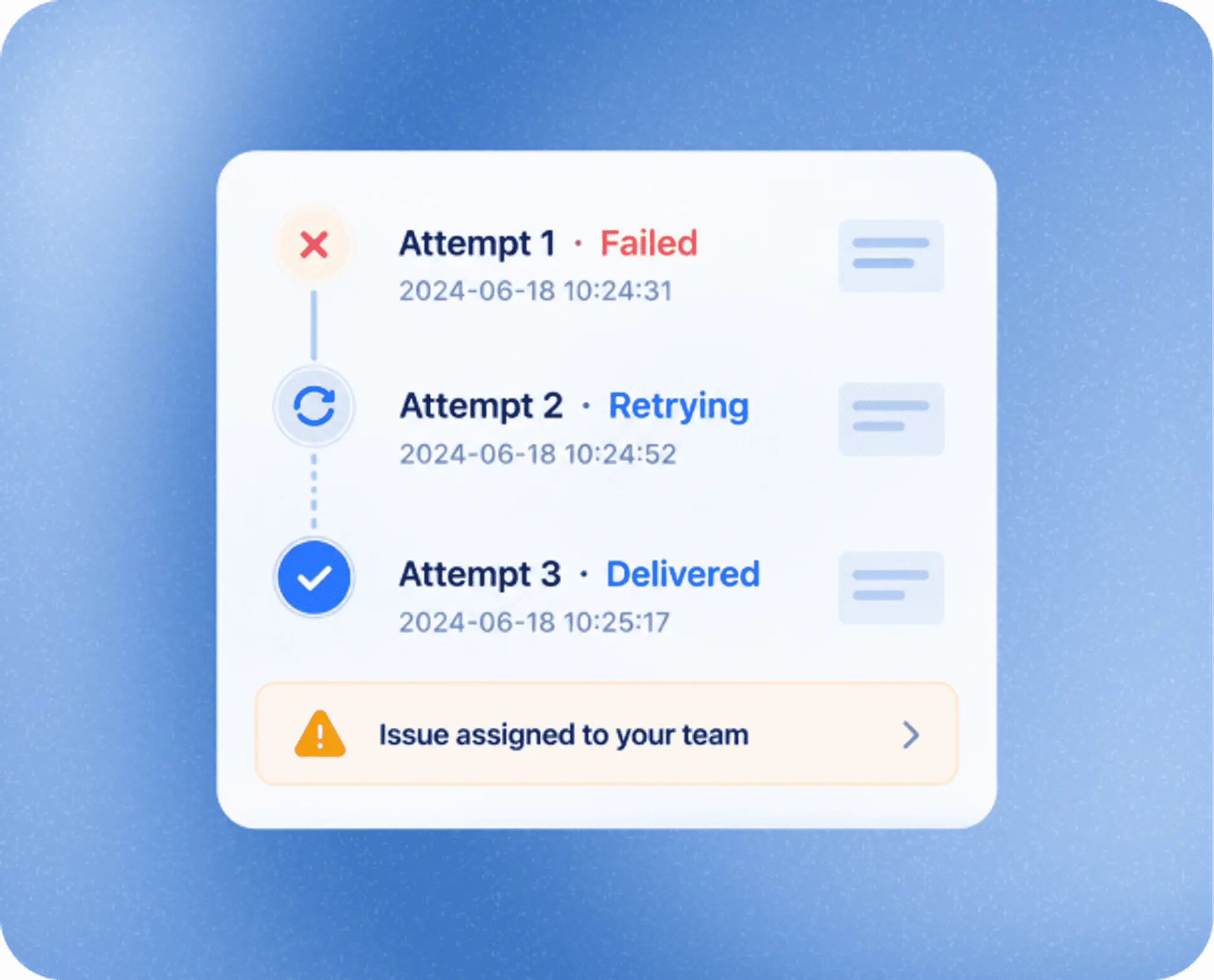 Webhook retry attempts and team alert notification