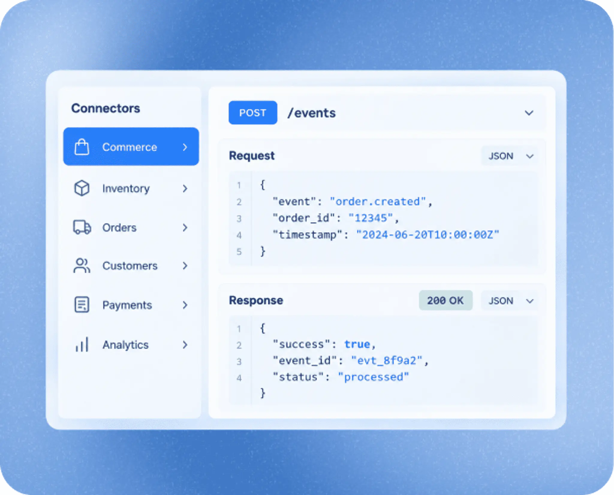 API documentation with connector list