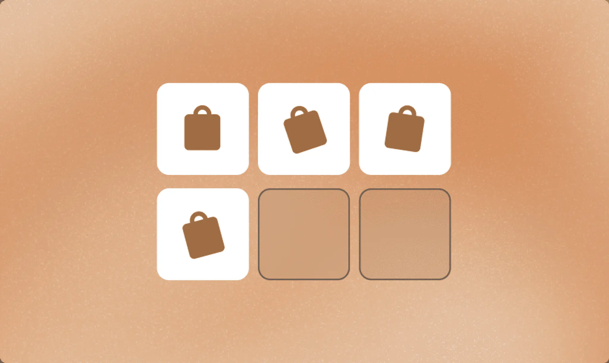 Loyalty reward progress grid showing four of six shopping bag icons unlocked