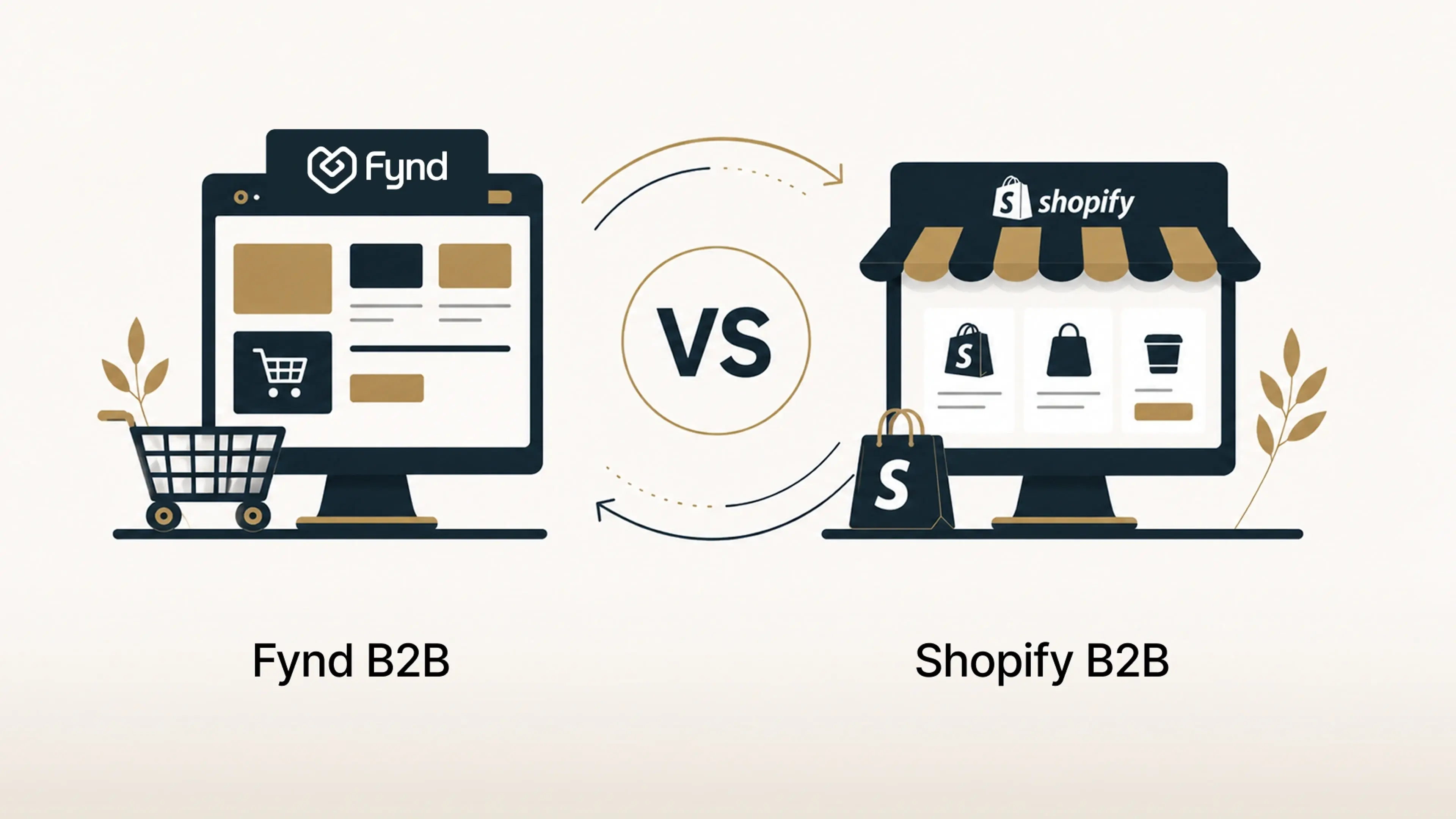 A cover image showing a comparison between Fynd B2B vs Shopify B2B