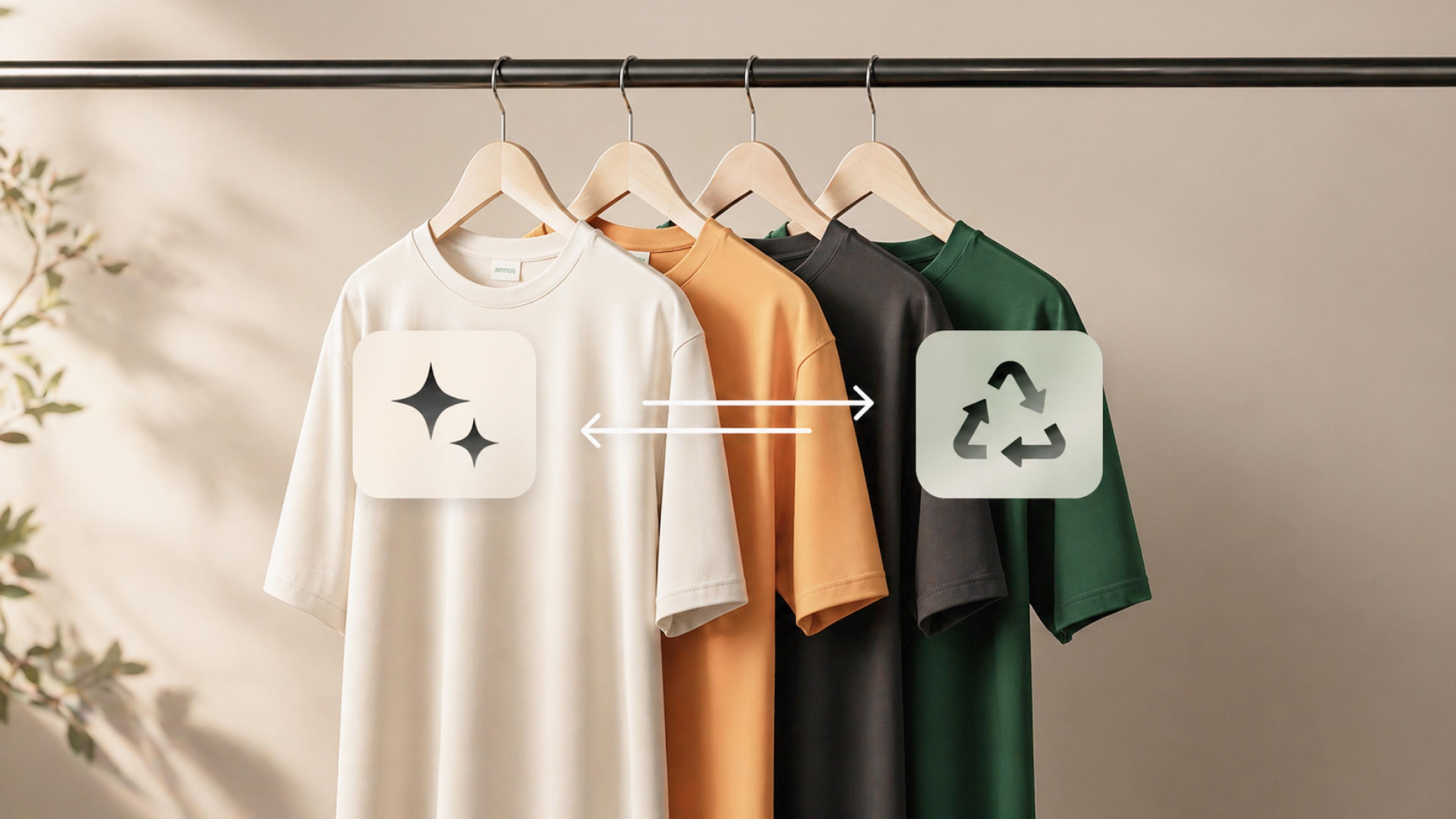 An image showing the clothes hanging with the recycle logo