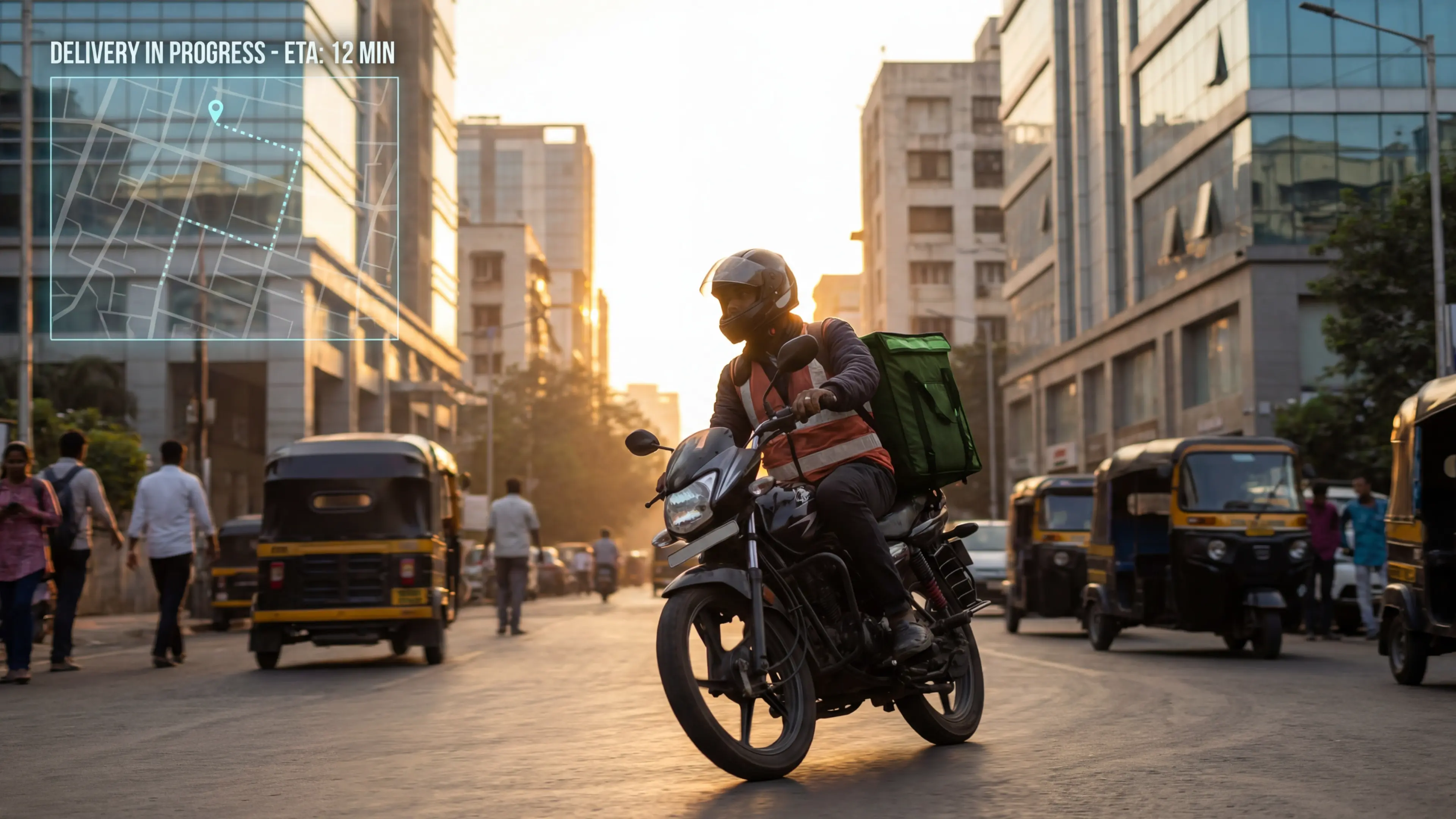 An image showing a delivery boy using last-mile feature to deliver the order at the right location