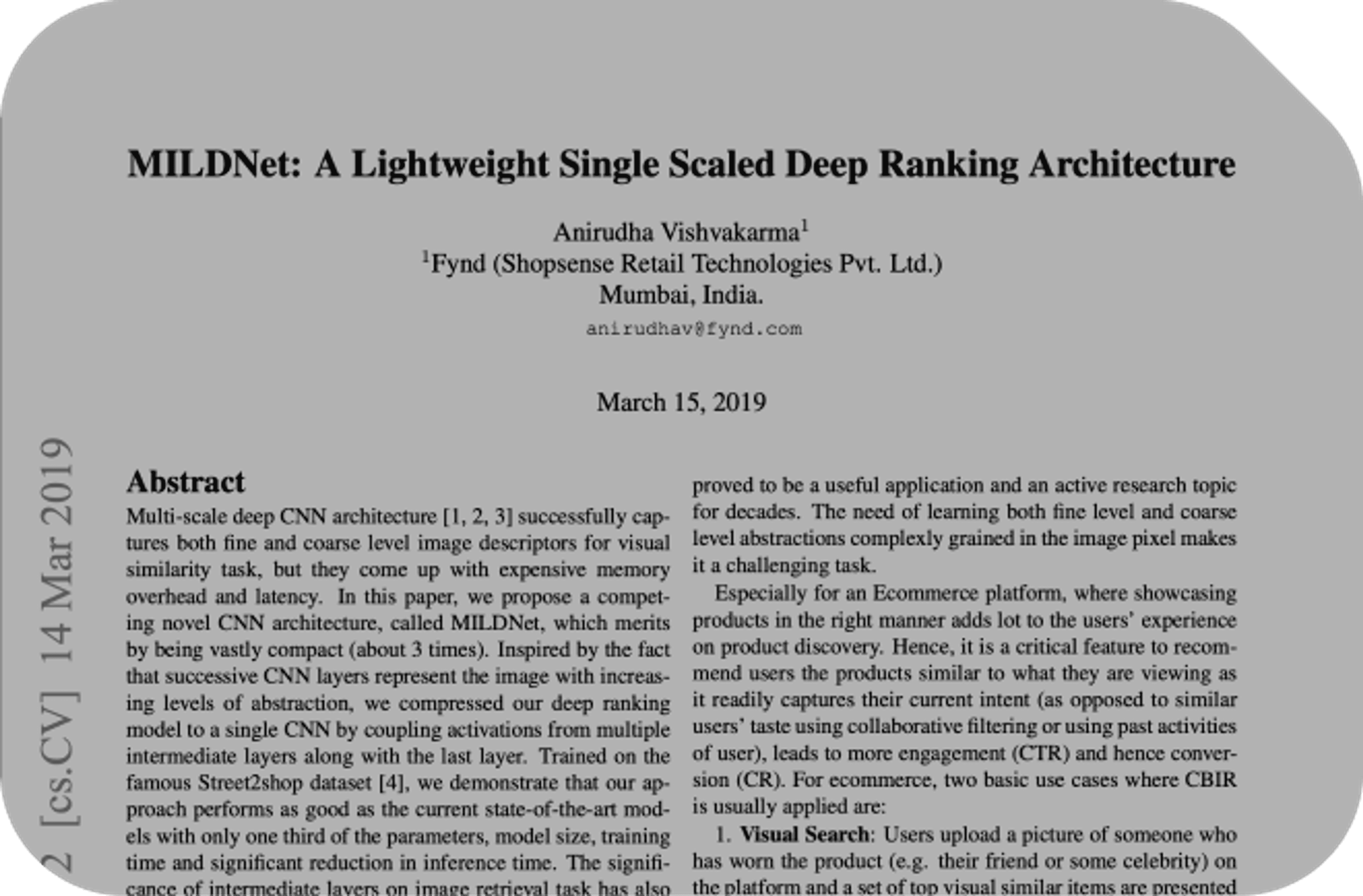 MILDNet: A Lightweight Single Scaled Deep Ranking Architecture