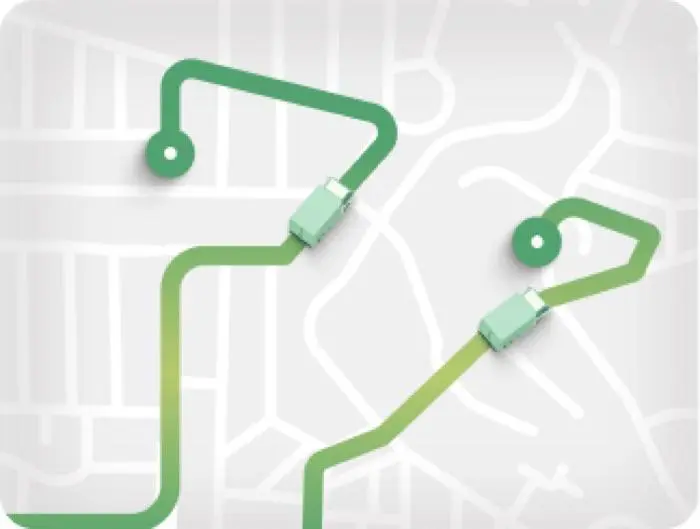 Delivery route map with connected pins over a city street layout