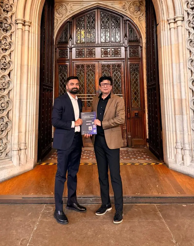 Sreeraman presenting UK retail whitepaper at the Houses of Parliament, Westminster