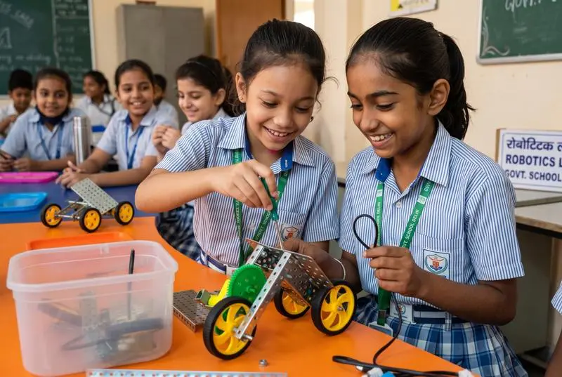 Students exploring robotics through a practical classroom activity