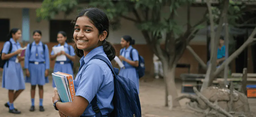 A girl student in a classroom