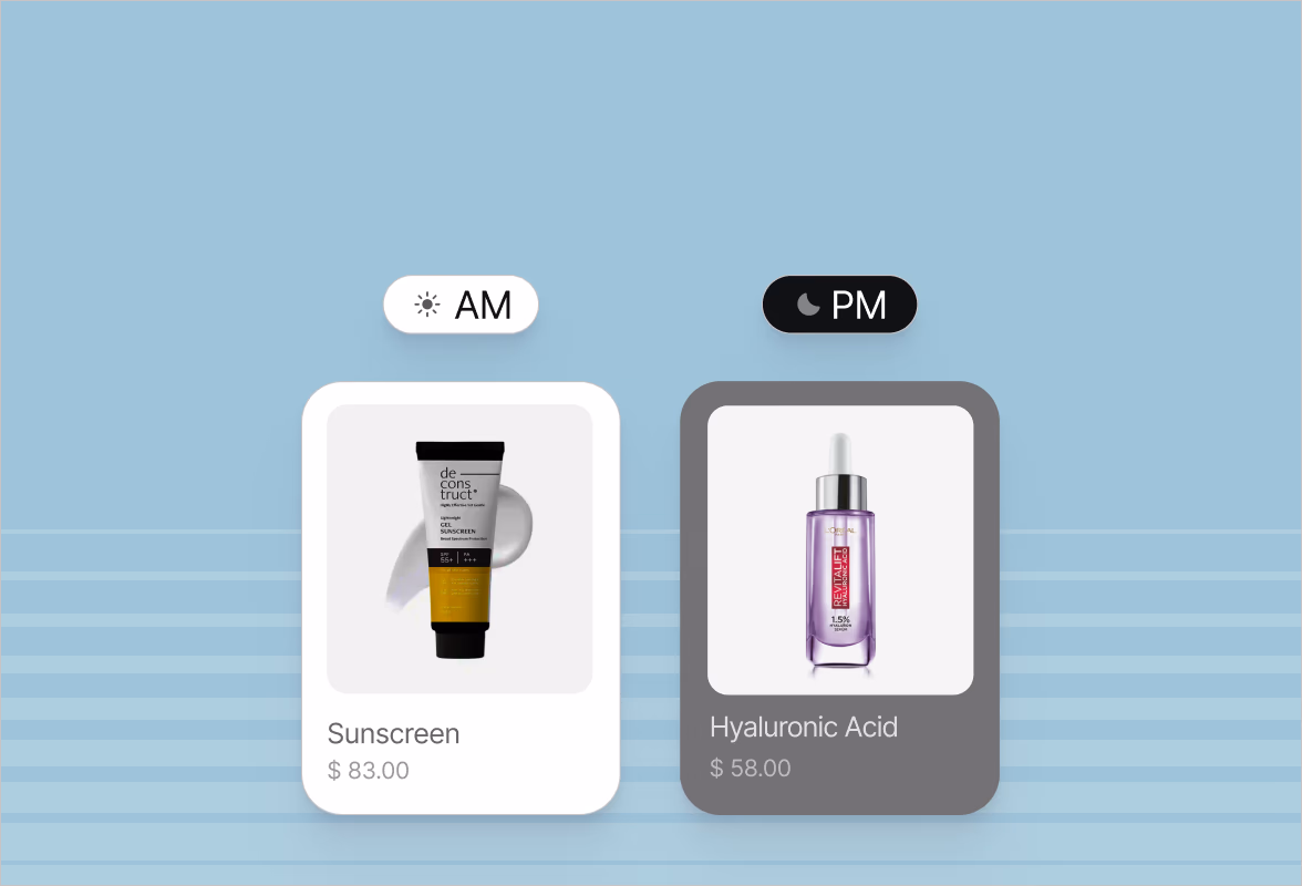 AM and PM skincare routine cards
