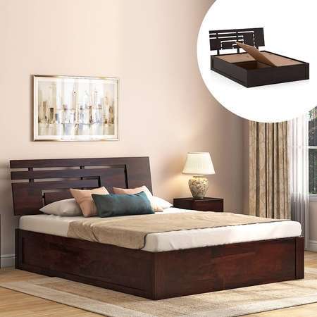 Amy Storage Bed With Head board Storage - King - Classic Walnut