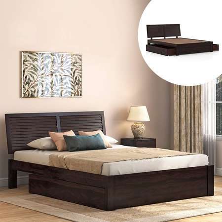 Amy Storage Bed With Head board Storage - Queen - Classic Walnut