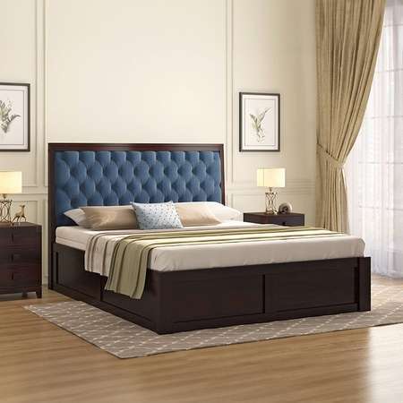 Ateneo Storage Headboard Single Bed With Trundle And Storage (Solid Wood) (Bed Size : Single; Finish : Dark Walnut)