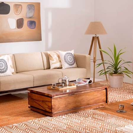 Nitara Rectangular Solid Wood Coffee Table (Finish : Mahogany)