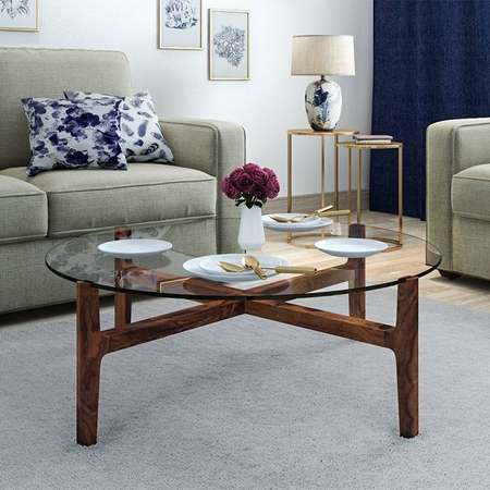 Striado Coffee Table (Finish : Mahogany; Configuration : With Shelves)