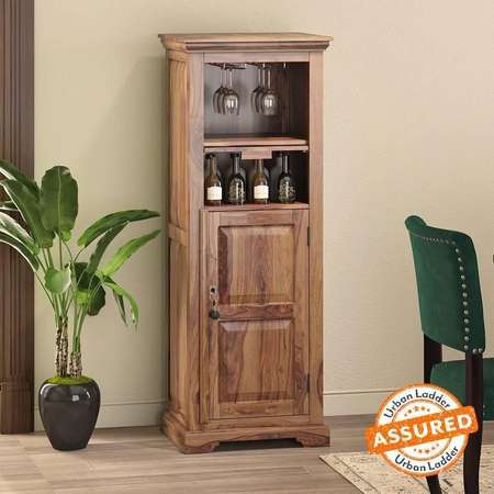 Mateo Solid Wood Bar Cabinet in Teak Finish