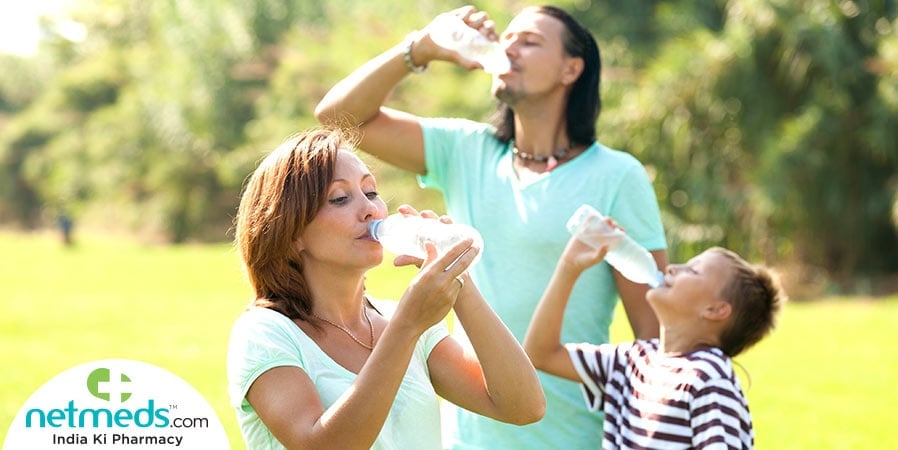 Family drinking water