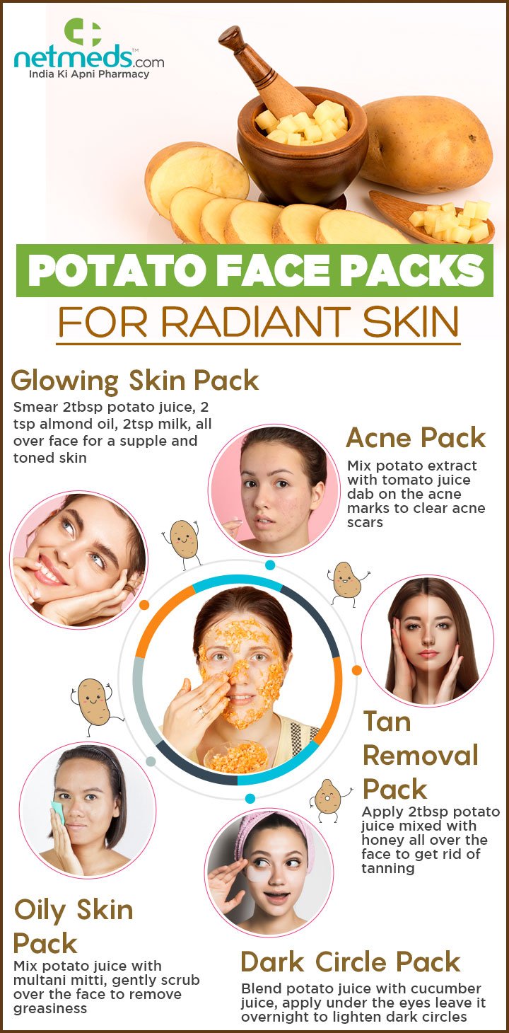 Potato face packs for radiant skin