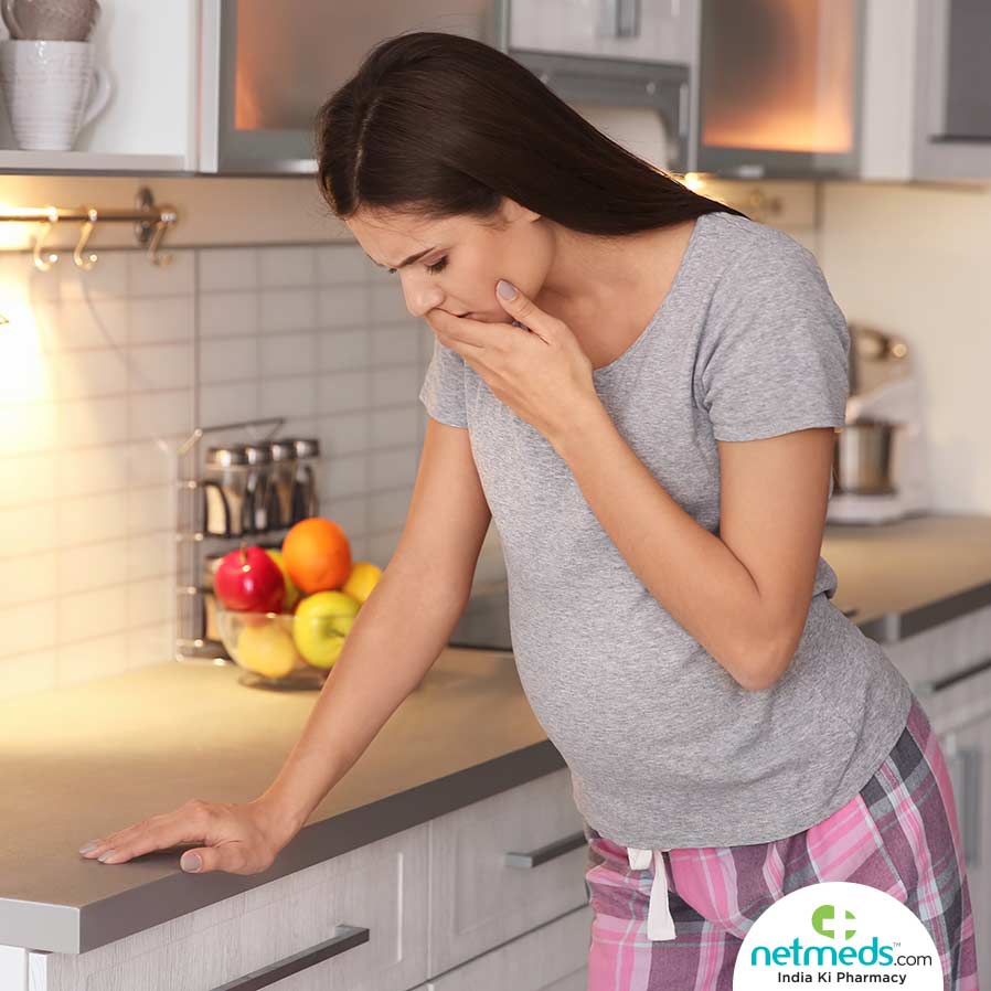 Pregnant woman with morning sickness