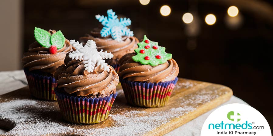 Christmas-Themed Eggless Chocolate Cupcake