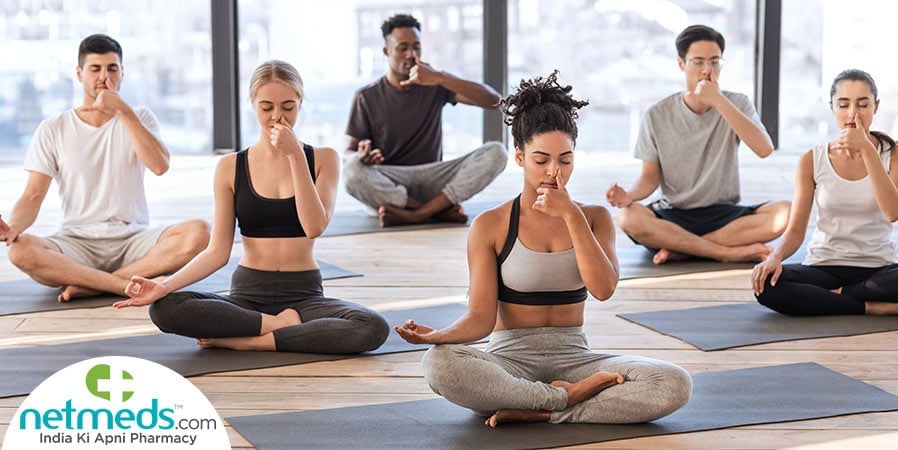 Women practicing pranayama