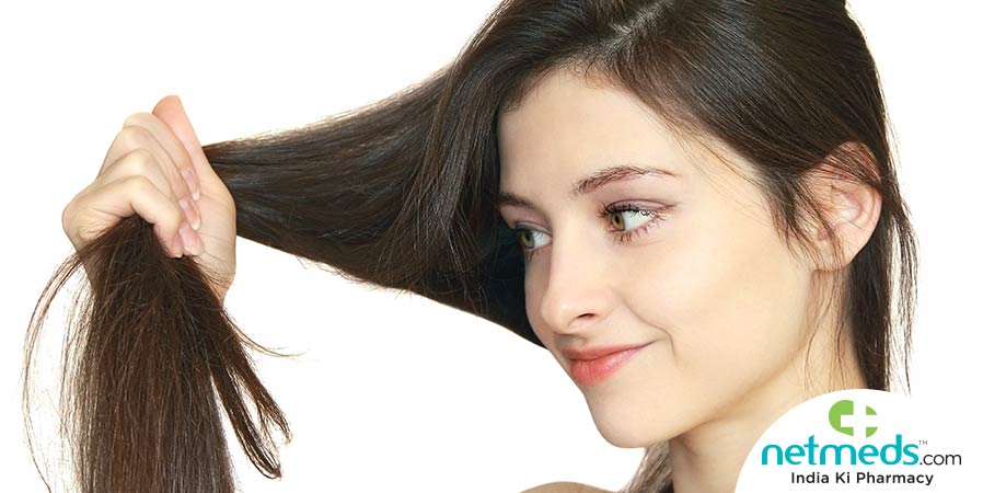 Woman holding her hair