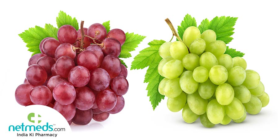 Red and white grapes