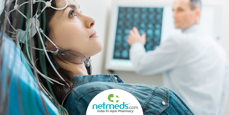 Woman undergoing electroencephalogram (EEG)