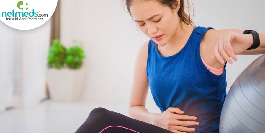Woman with menstrual cramps
