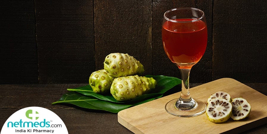 Noni fruits and juice