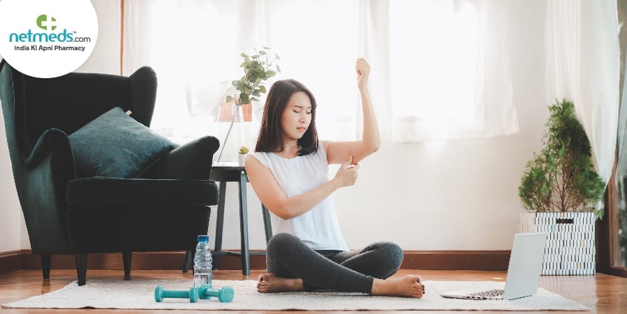 Woman with flabby arms