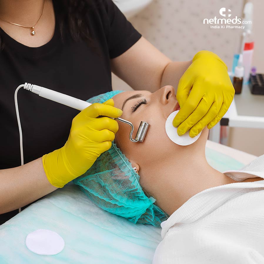 Woman undergoing skin treatment