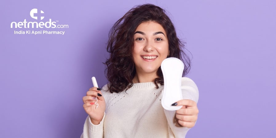 Girl with menstural products