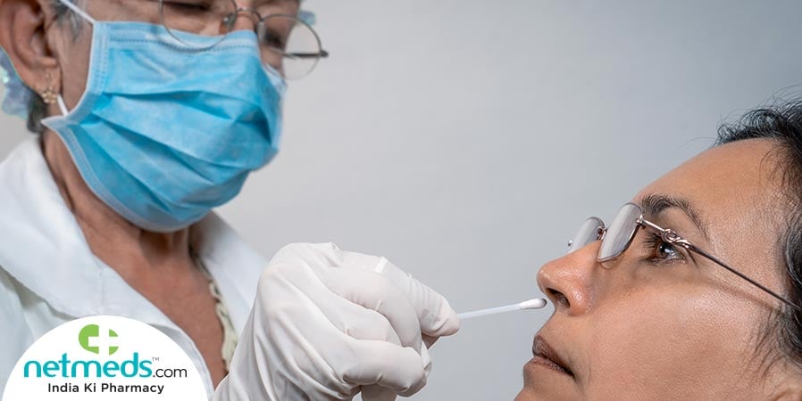 Woman undergoing RT-PCR test