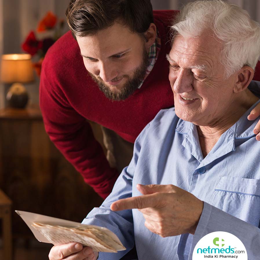 Father reading letters with the son