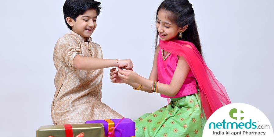 Siblings celebrating Raksha Bandhan
