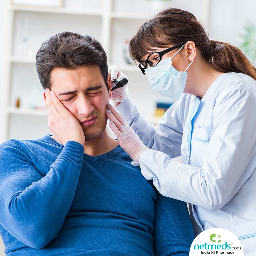 Doctor checking the ruptured ear drum