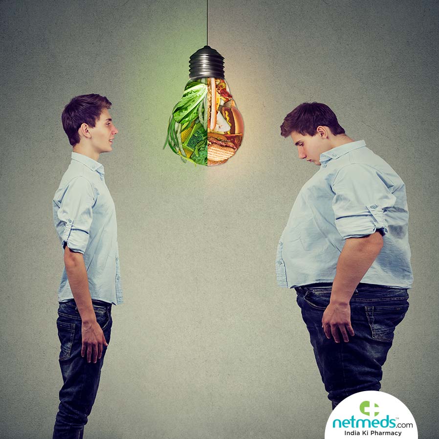 Man with belly and without belly