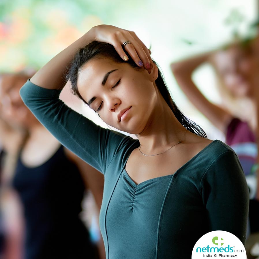 stretch the neck slowly to cool down body