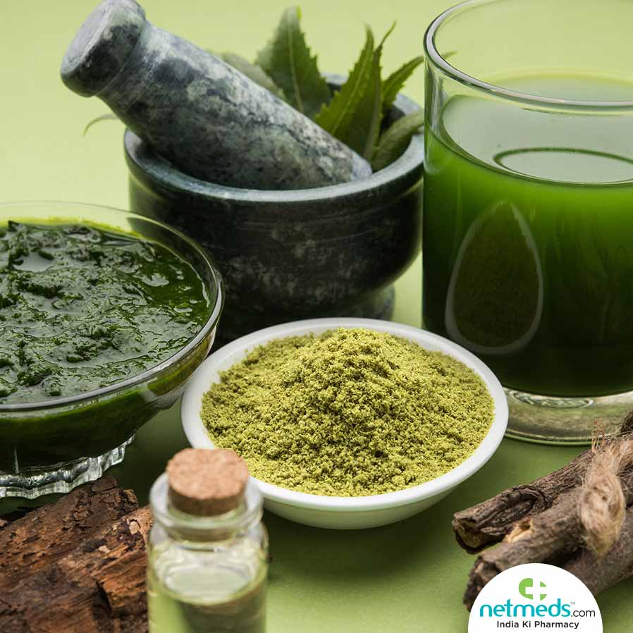 Neem paste, powder and juice