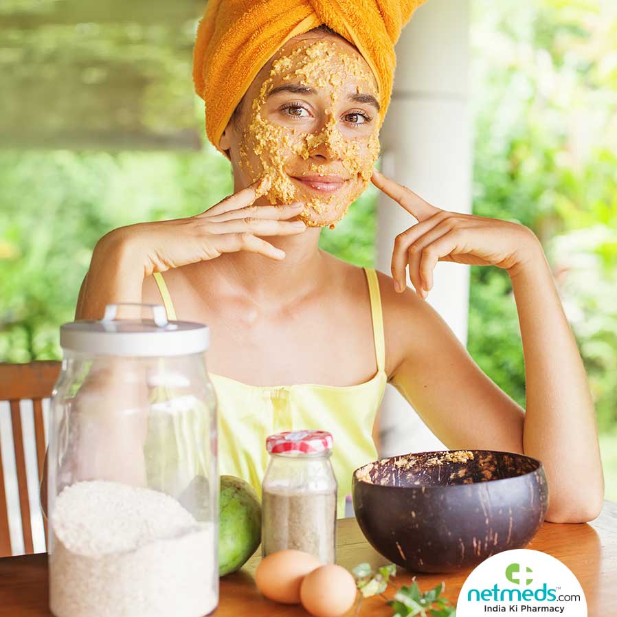 Woman applied Homemade Face Scrub on her face