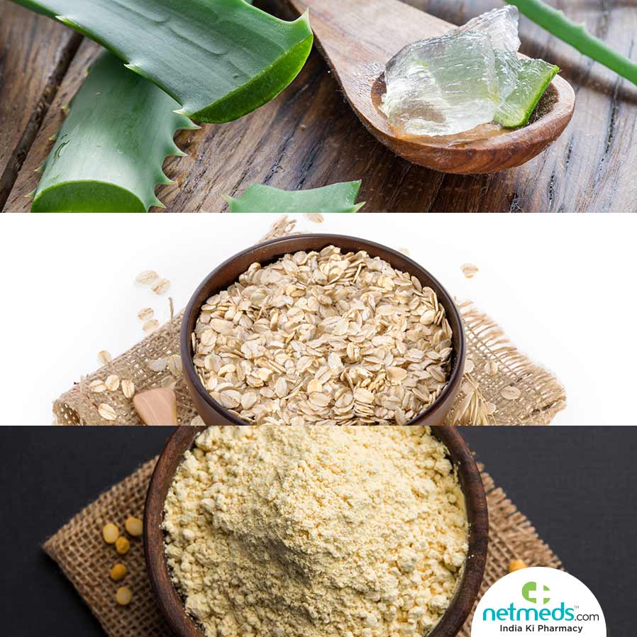 Aloe vera, oats and besan flour
