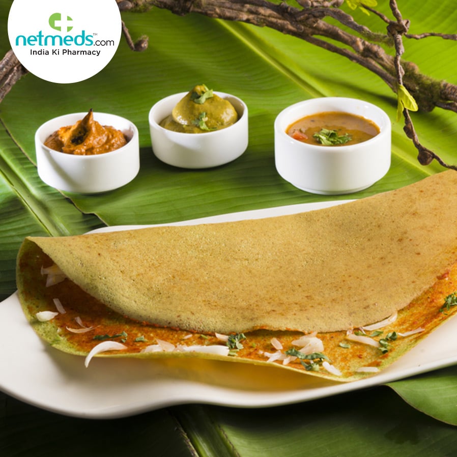 Dosai with sambar and chutney for breakfast
