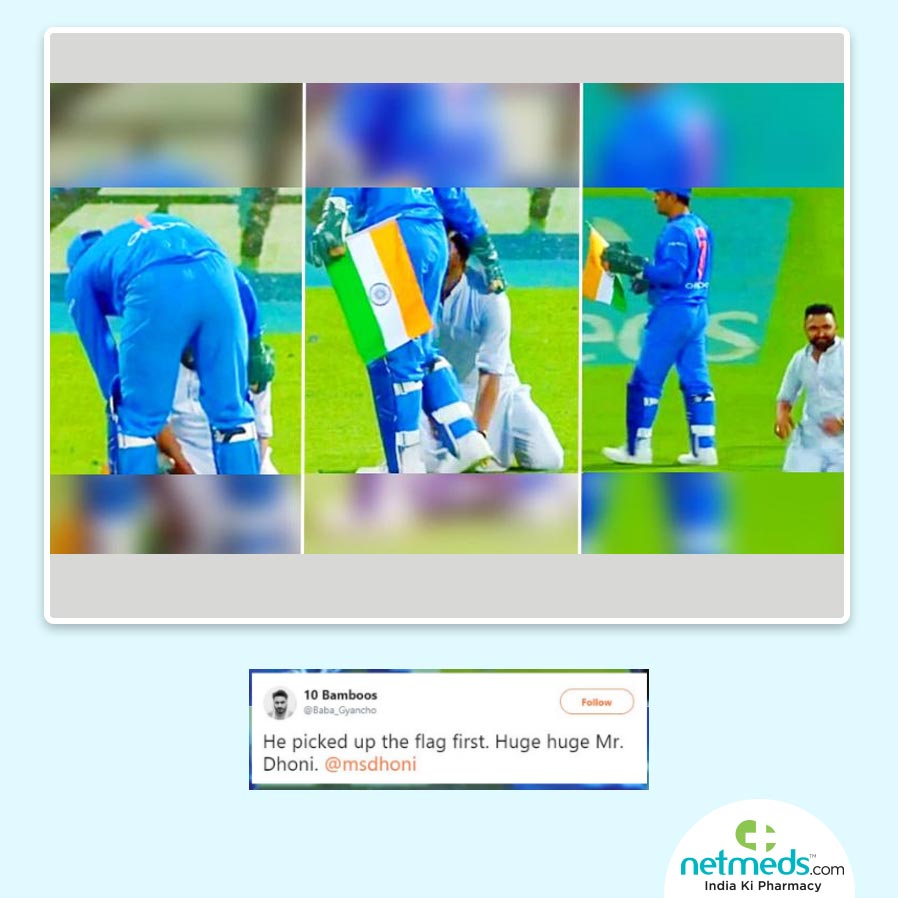 Dhoni Ensures Indian Flag Doesn’t Touch The Ground, Saves Our Pride