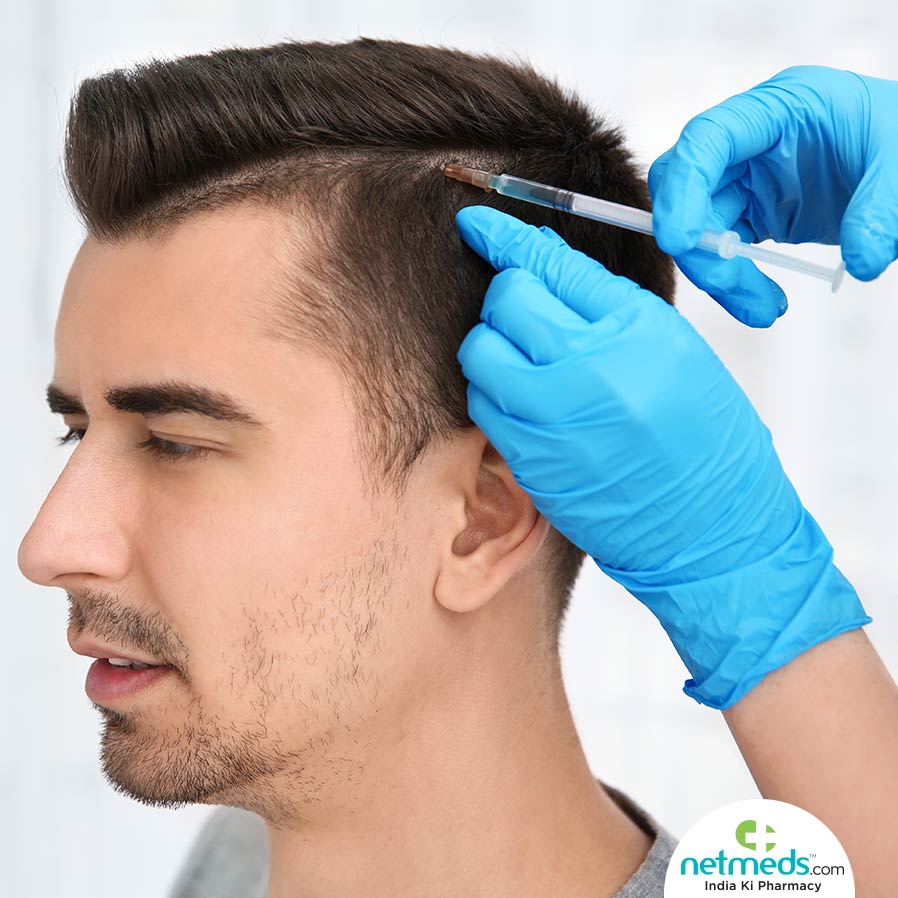 Man undergoing hair transplant treatment