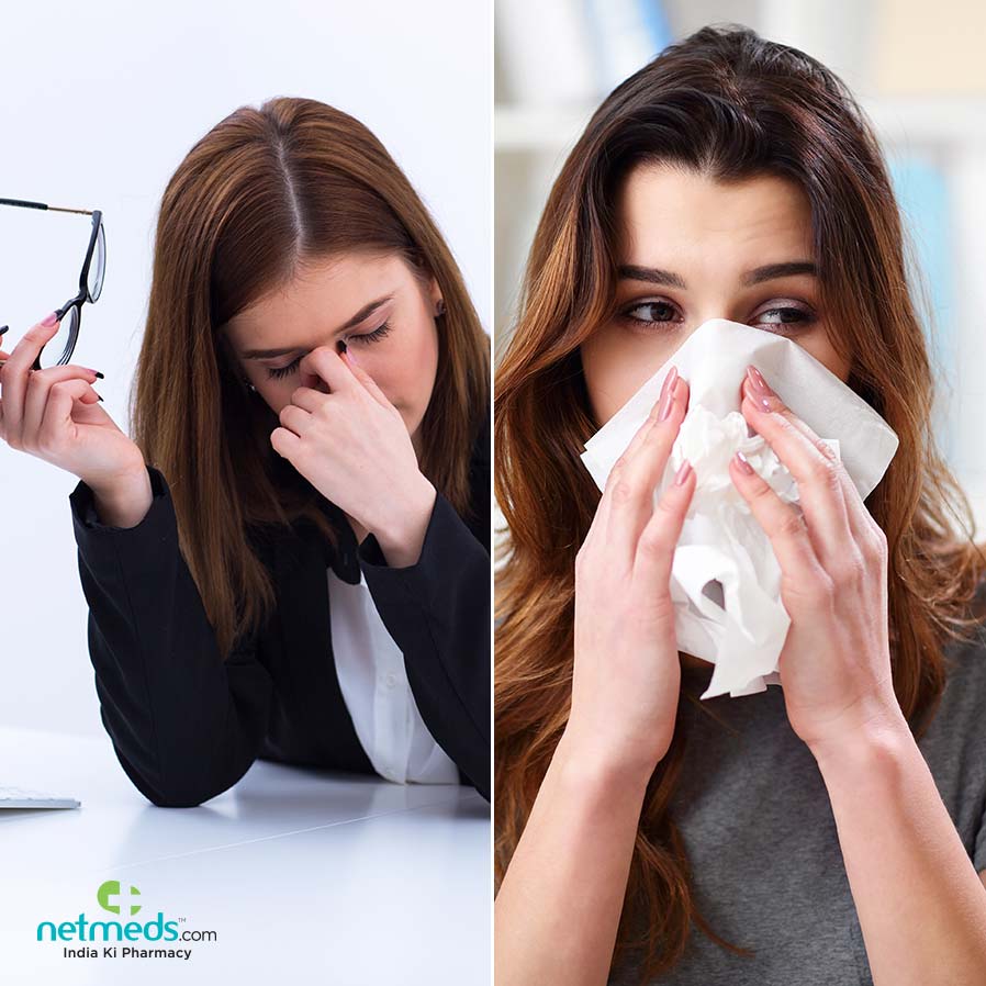 Two women with headache and cold