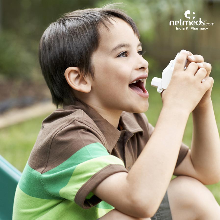 Kid using inhaler